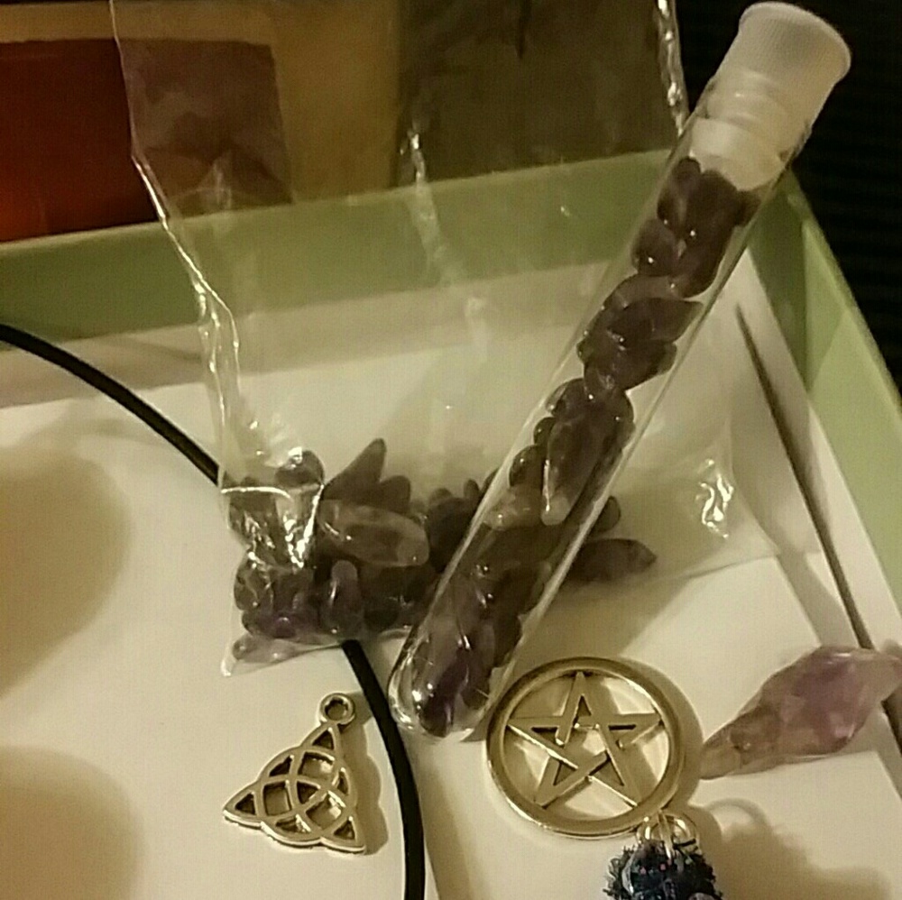 Wiccan charm necklace with crystal vial gift - Picture 2 of 6